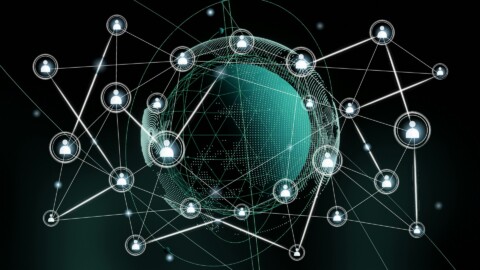 A digital representation of a global network showing interconnected user icons and data nodes, symbolizing decentralized edge computing and SaaS platform connectivity.